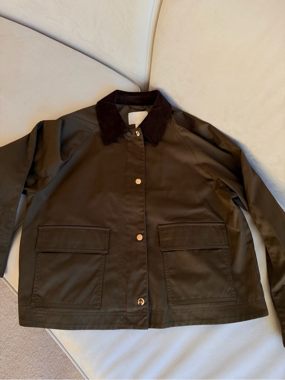 Women’s Dark Brown Field Jacket with Corduroy Collar